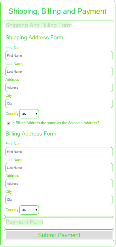 shipping billing payment form